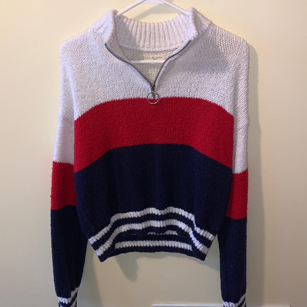 LA Hearts Sweater Half-Zip Top